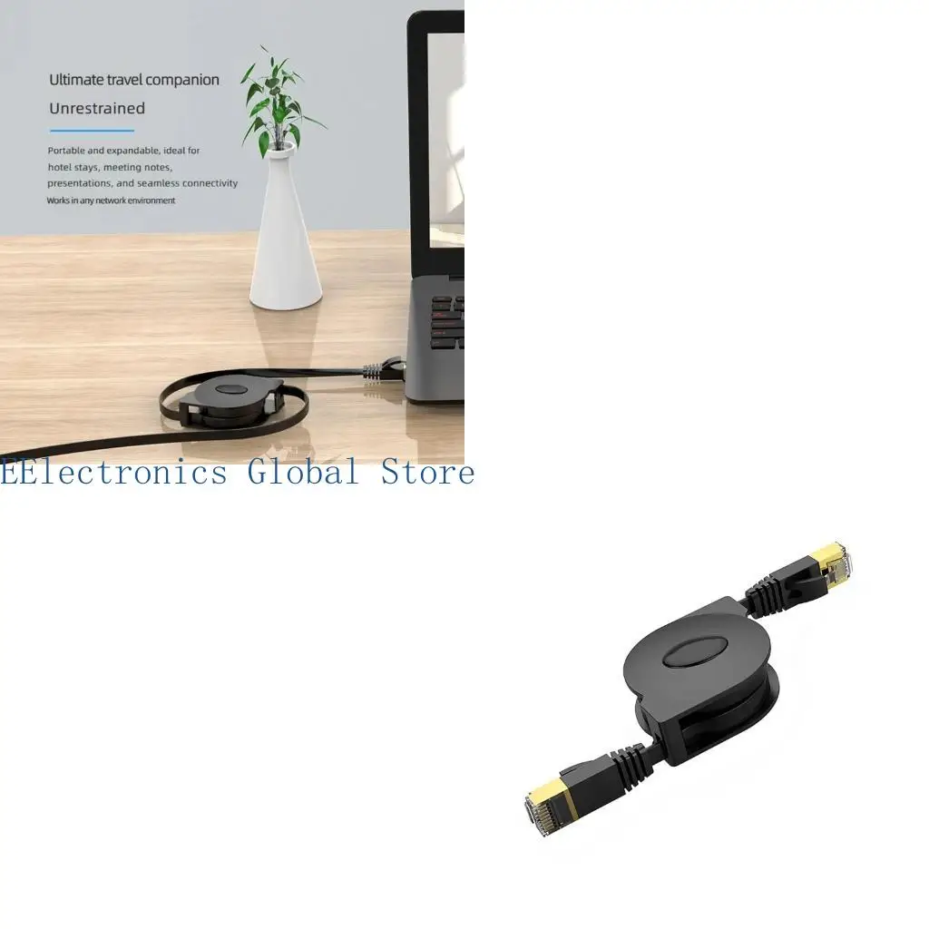 462B Portable RJ45 Ethernet Cable, CAT6 Pull-Out 2m Cord for Office Use