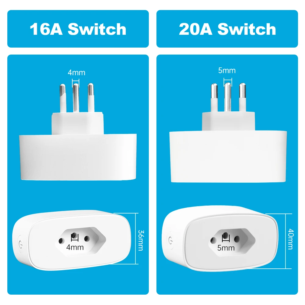 Tuya Smart Life 16A/20A Wifi/Zigbee Brazil Plug Smart Brazil Socket Outlet With Power Monitor APP Control For Alexa Google Home