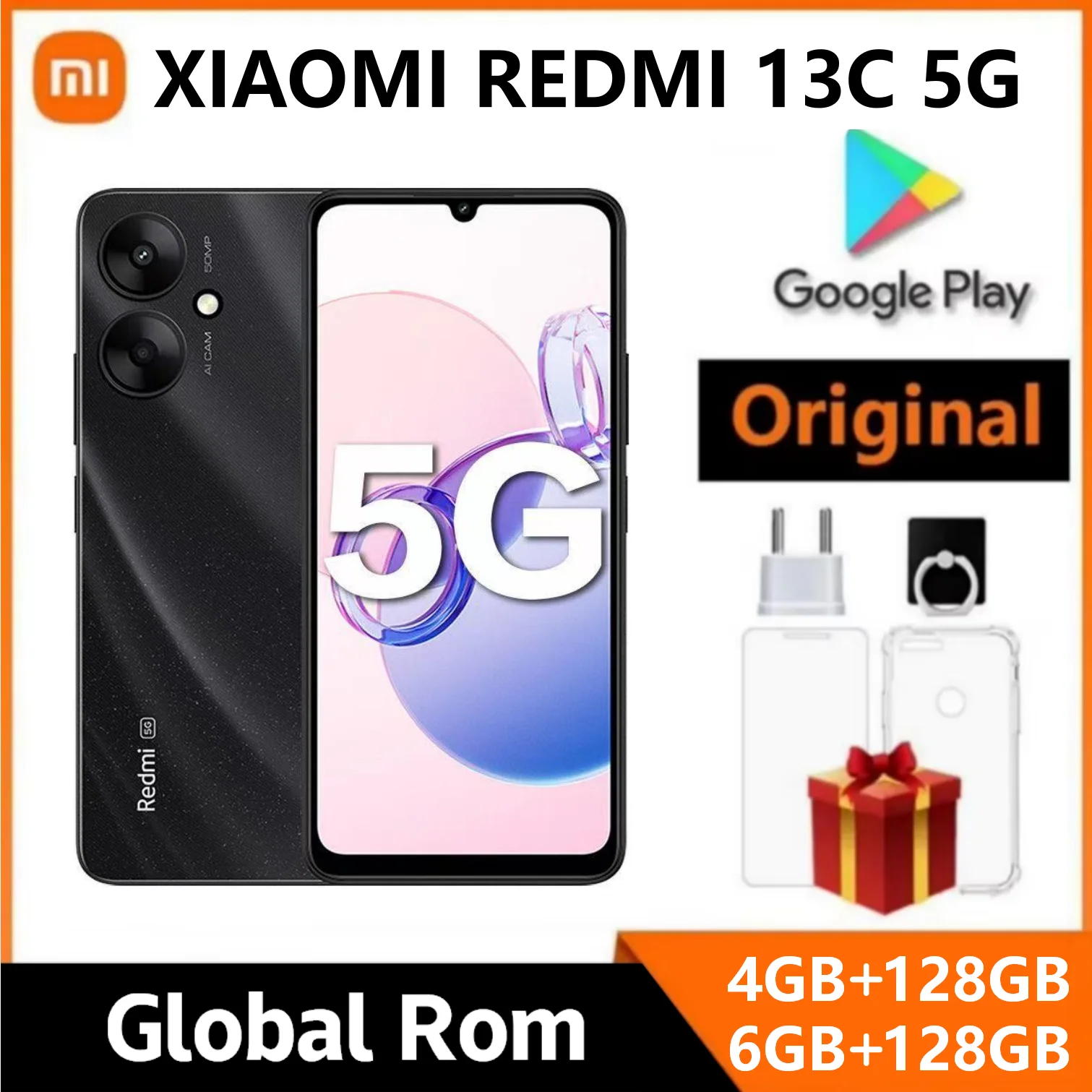 SmartPhone Original Redmi 13C 5G 4GB/6GB 128GB 5000mAh Dimensity 6100+ 6,74 "pantalla ultragrande 50MP + 5MP AI Cámara 18W Batería