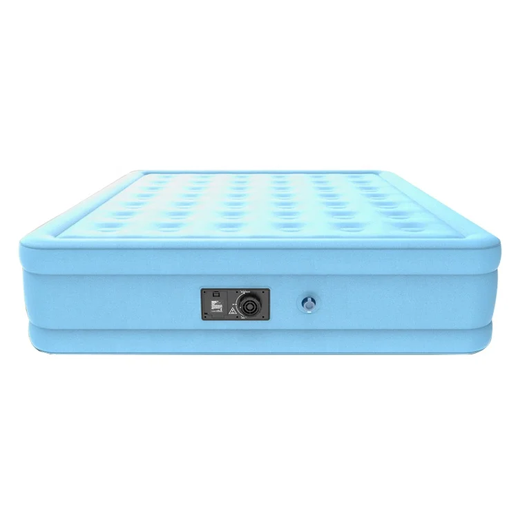 Customized Durable Queen Size Single or Double Inflatable Flocking Raised Air Bed Mattress with Built In Pump