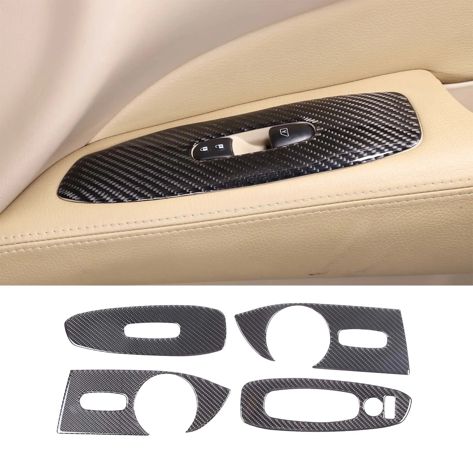 

For Nissan Pathfinder 2013-2018 Car Glass Lift Switch Panel Decorative Frame Sticker Soft Carbon Fiber Interior Accessories