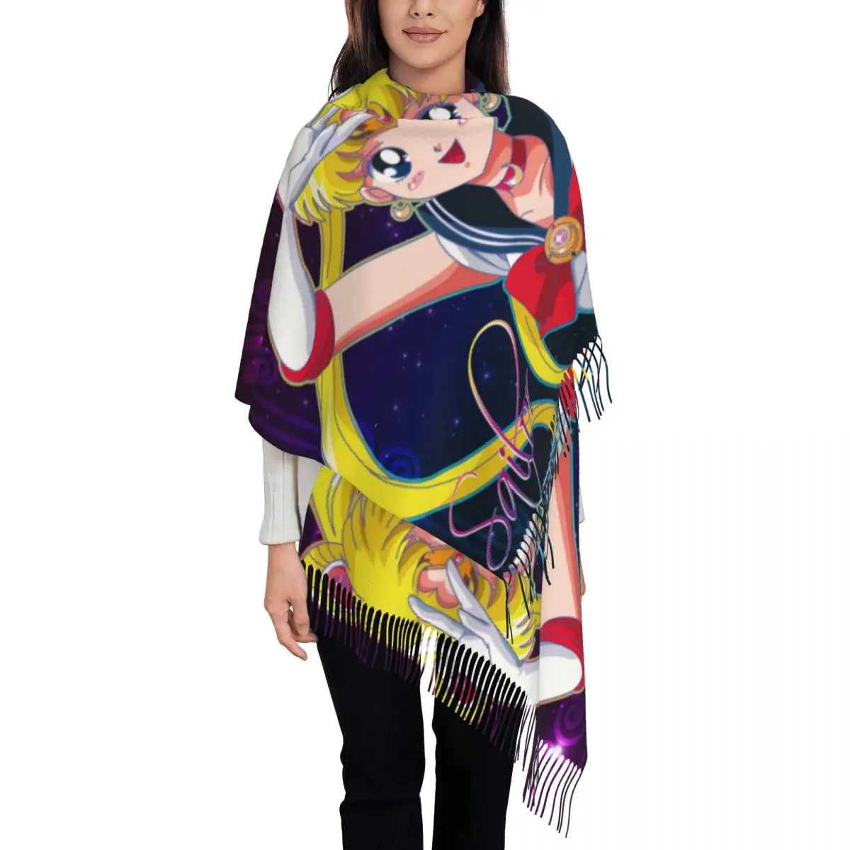 

Customized Print Anime Moon Girl Scarf Men Women Winter Warm Scarves Japanese Shojo Sailor Manga Shawl Wrap