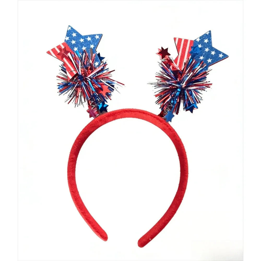PESENAR Fun Uncle Sam Patriotic Headband, Red White Blue Mini Top Hat Bopper for 4th of July, Election & Sports Events