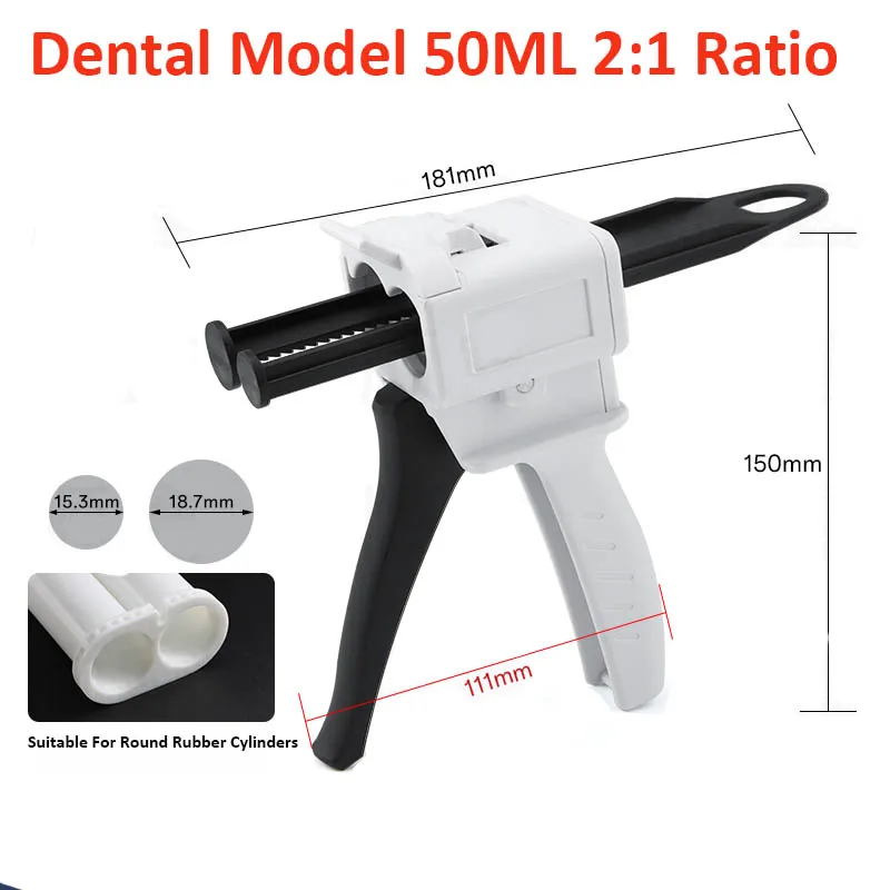 

50ml 1:1/1:2 Universal Dispensing Gun 10:1 Silicone Rubber Dispensing Gun, Dental Impression Mixing Dispensing Gun