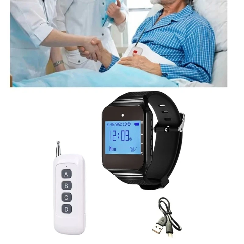 Alarma muñeca emergencia impermeable para cuidadores edad avanzada receptor reloj plástico