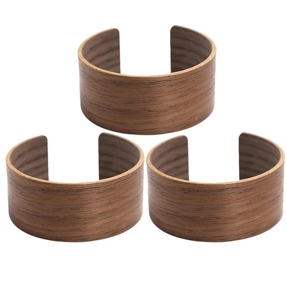 3pcs Walnut Wood Cup Sleeves – Detachable Insulated Reusable Drink Covers for Hot & Cold Beverages