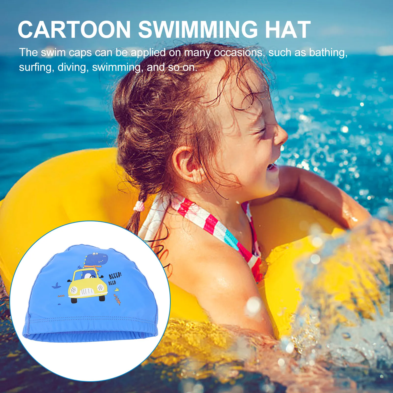 

Детская защитная шапочка для плавания с мультяшным рисунком, из ПВХ, с дополнительным пространством для ушей, эластичная, для малышей, мальчиков и девочек, водонепроницаемая.
