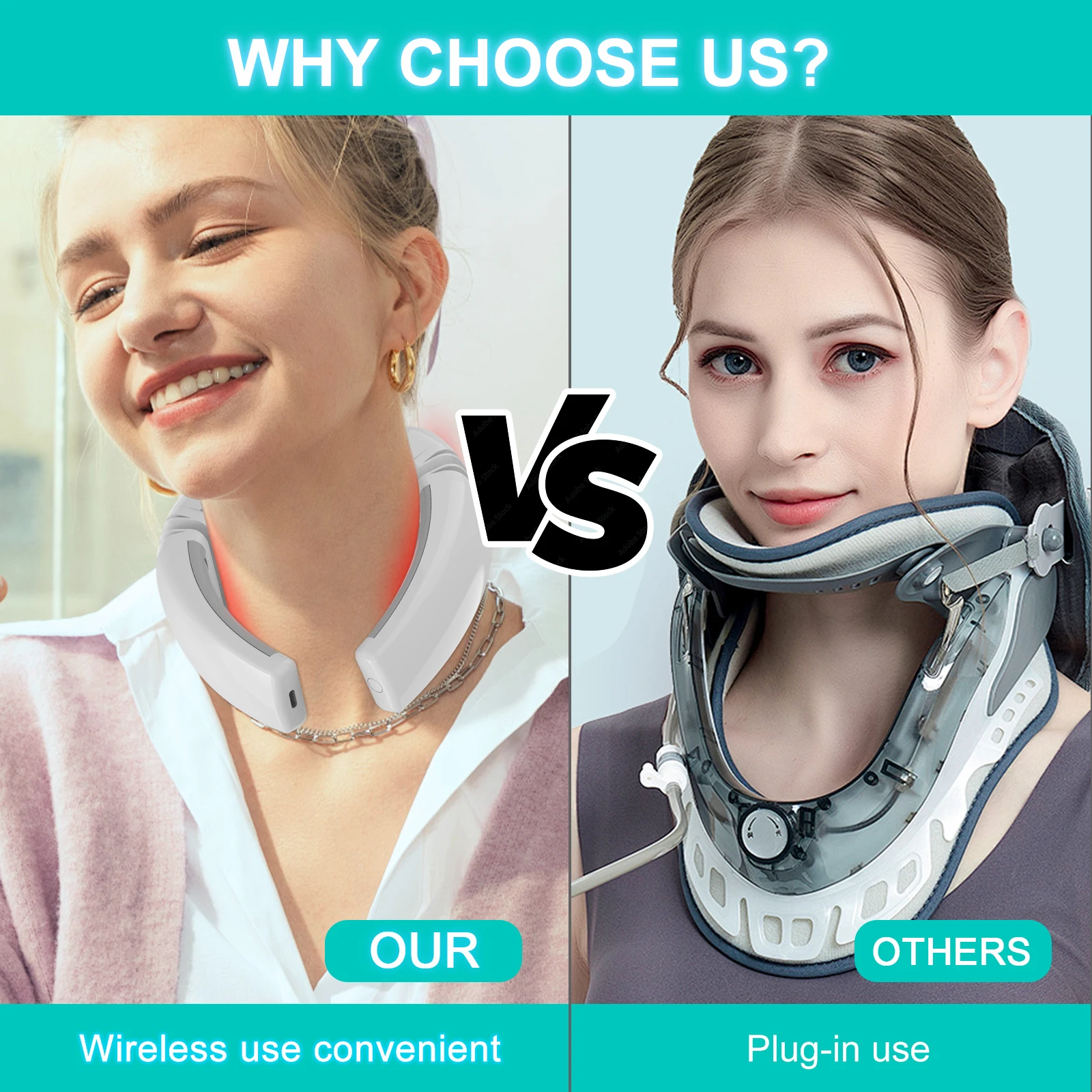 Neck Massager Wireless Neck Pain Relief Device Electric 650nm 808nm infrard Laser Therapy Equipment Cervical Neck Treatmen