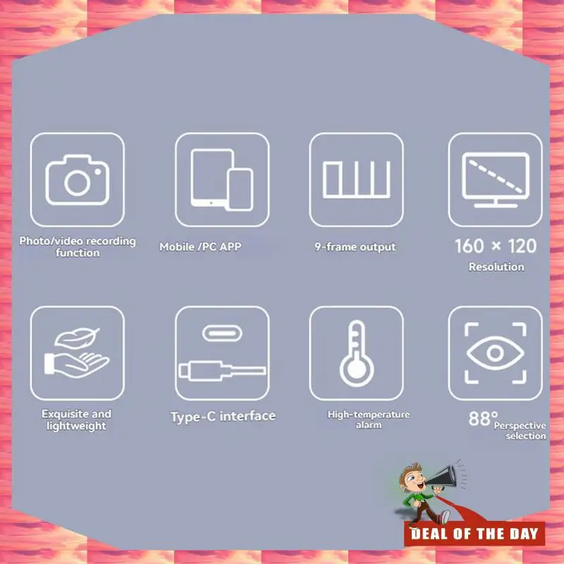 

24-часовая доставка смартфона, ИК-тепловизионная камера, разрешение 160X120, порт Type-C, варианты Plug and Play для 88 ° ФОВ, алюминий