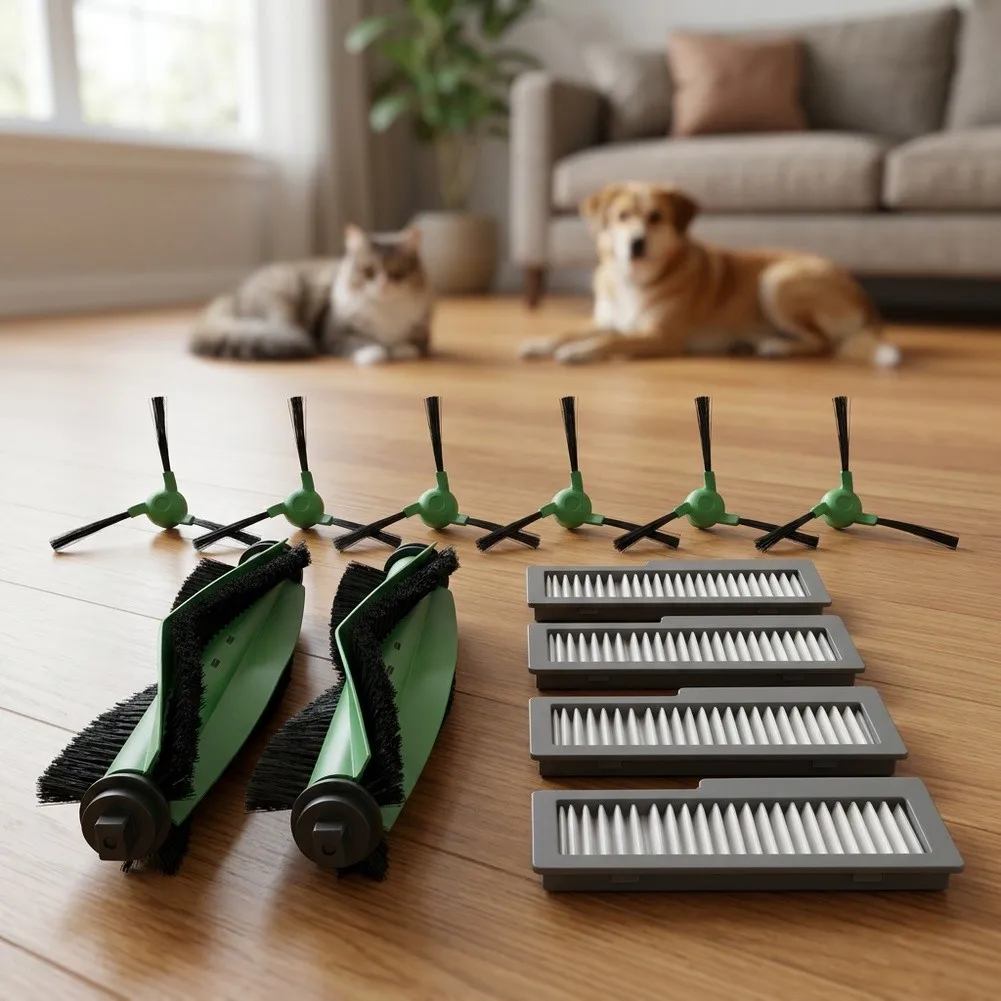 For Roomba For Vacuum Cleaner Replacement Kit with 2 Upgraded Dual Rubber Brushes 6 Side Brushes and 4 Fine Dust Filters
