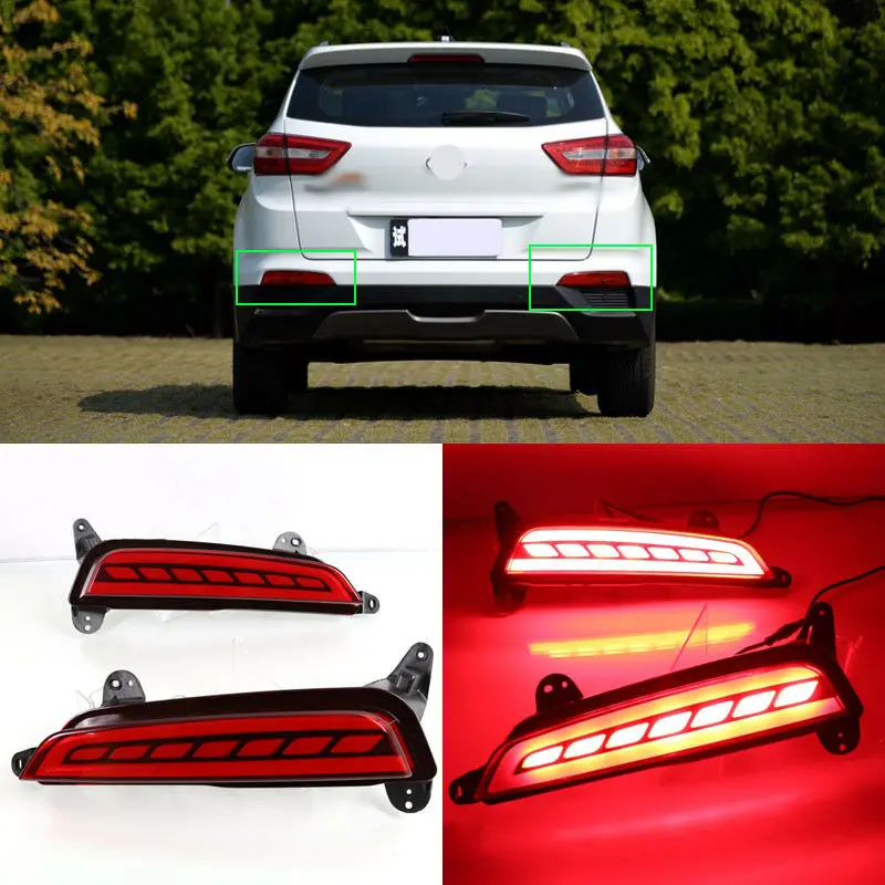 Car LED DRL Rear Bumper Light Reflector Lights Rear Brake Lamp Assembly for Hyundai Creta IX25 2015