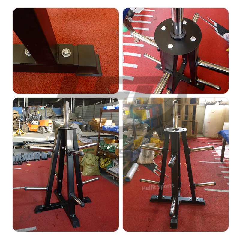 ชั้นวางแผ่นน้ำหนักเหล็กกันกระแทกสำหรับอุปกรณ์ฟิตเนสในโรงยิม