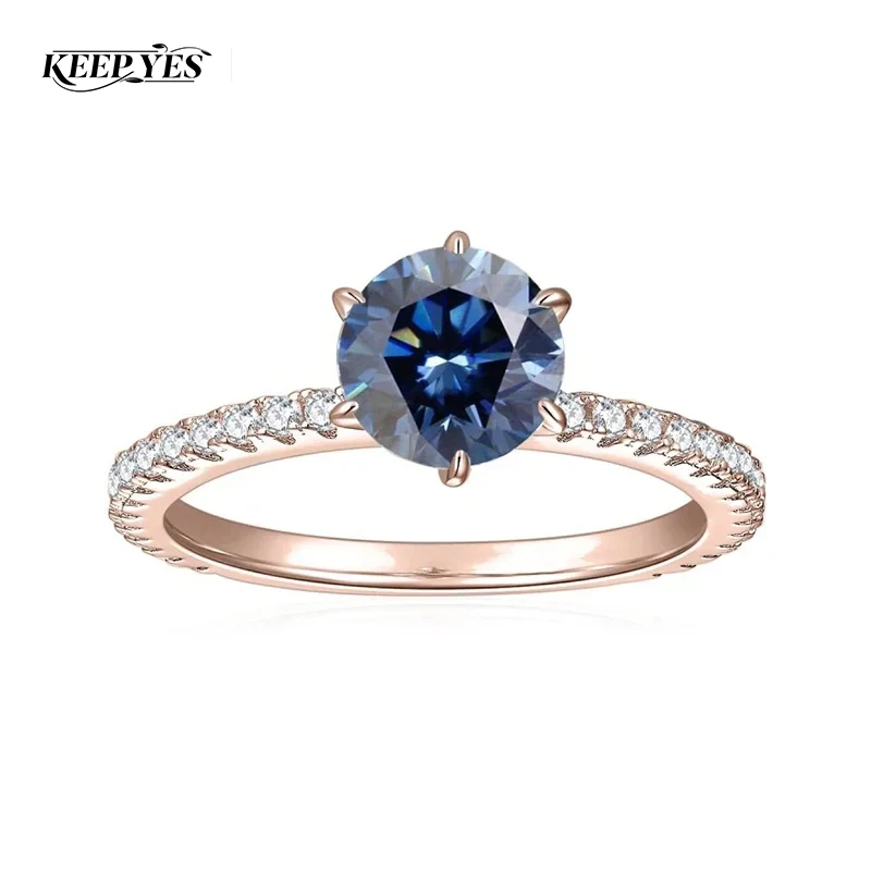 

Кольцо для помолвки KEEP YES 1.0ct с натуральным муассанитом королевского синего цвета 6,5 мм для женщин, из стерлингового серебра 925 пробы, свадебный подарок, изысканные ювелирные изделия