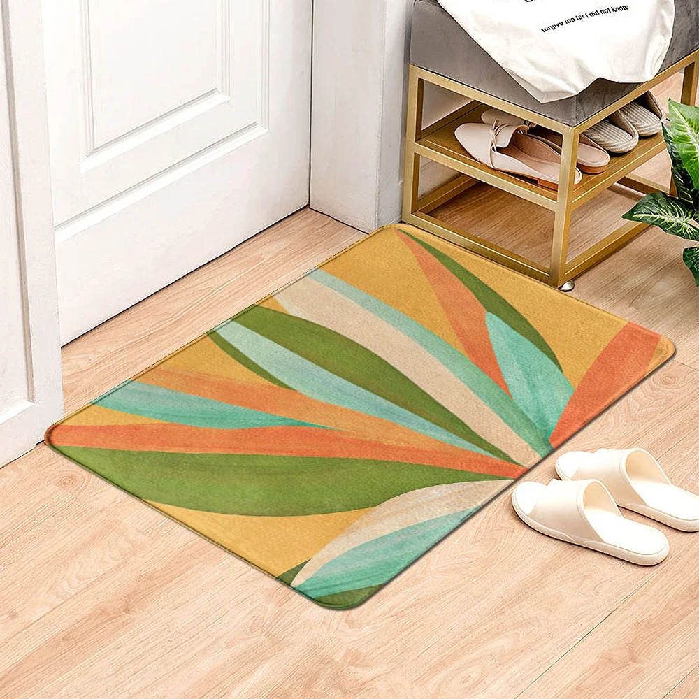 Tropical Plants Pattern Floor Mat Door Mat Door Entrance Door Household Absorbent Floor Mat Entry Hall Living Room Bedroom Anti