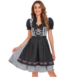 Lady Dirndl Oktoberfest Costume Bavarian National Pink Plaid Clubwear Cosplay Halloween Carnival Fancy Party Dress