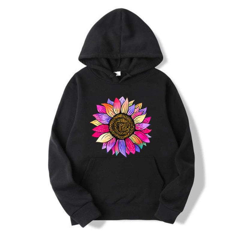 

Oversized Hoodie for Women, Colorful Flower Pattern Print, Vintage Hooded Sweatshirts, Hip Hop Pullover, Trendy Aesthetic Tops