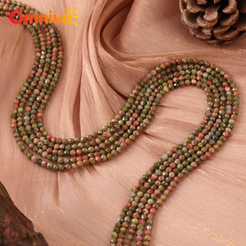 Imported Flower Green Natural Stone Faceted mini beads DIY Bracelets Half chain decoration For Jewelry Making 15 '' Strand 2/3MM
