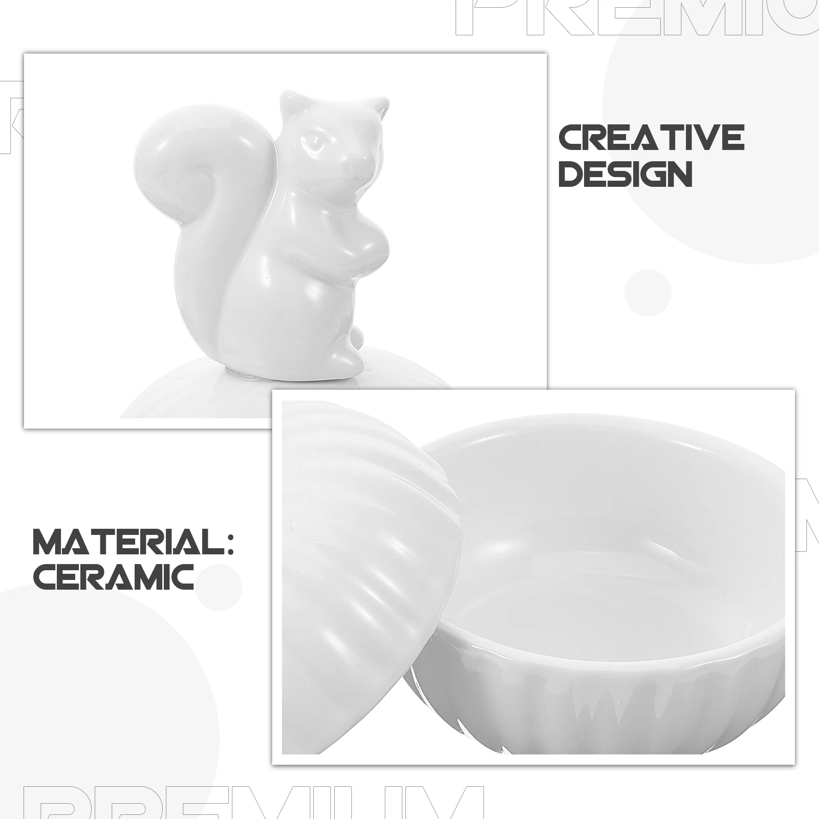 

5pcs Squirrel Ring Dish Animals Ceramic Trinket Container White Jewellery Holder for