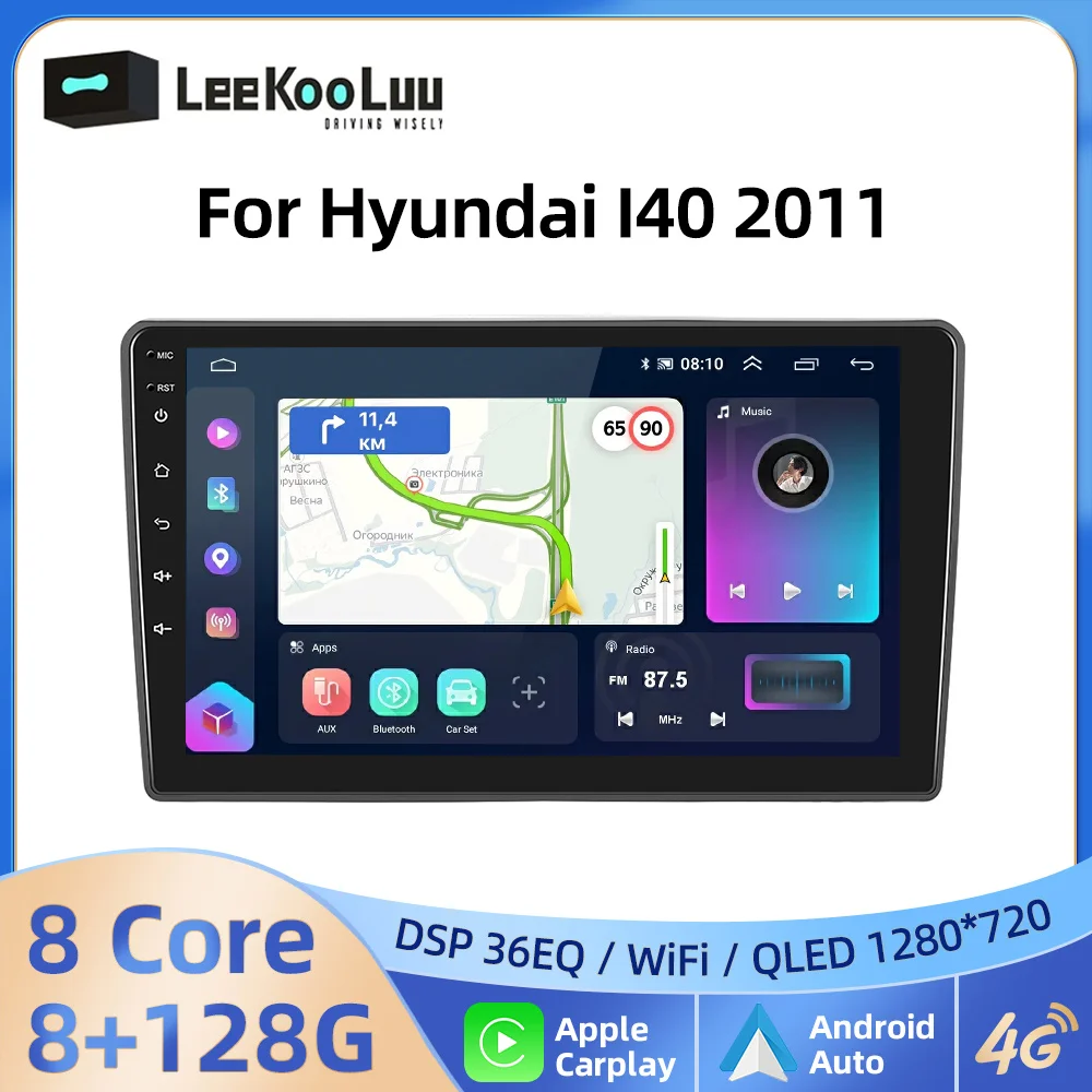 

LeeKooLuu Wireless CarPlay Android Auto Radio For Hyundai I40 2011 Car Multimedia Video Player 2Din Autoradio 4G Wifi GPS Stereo