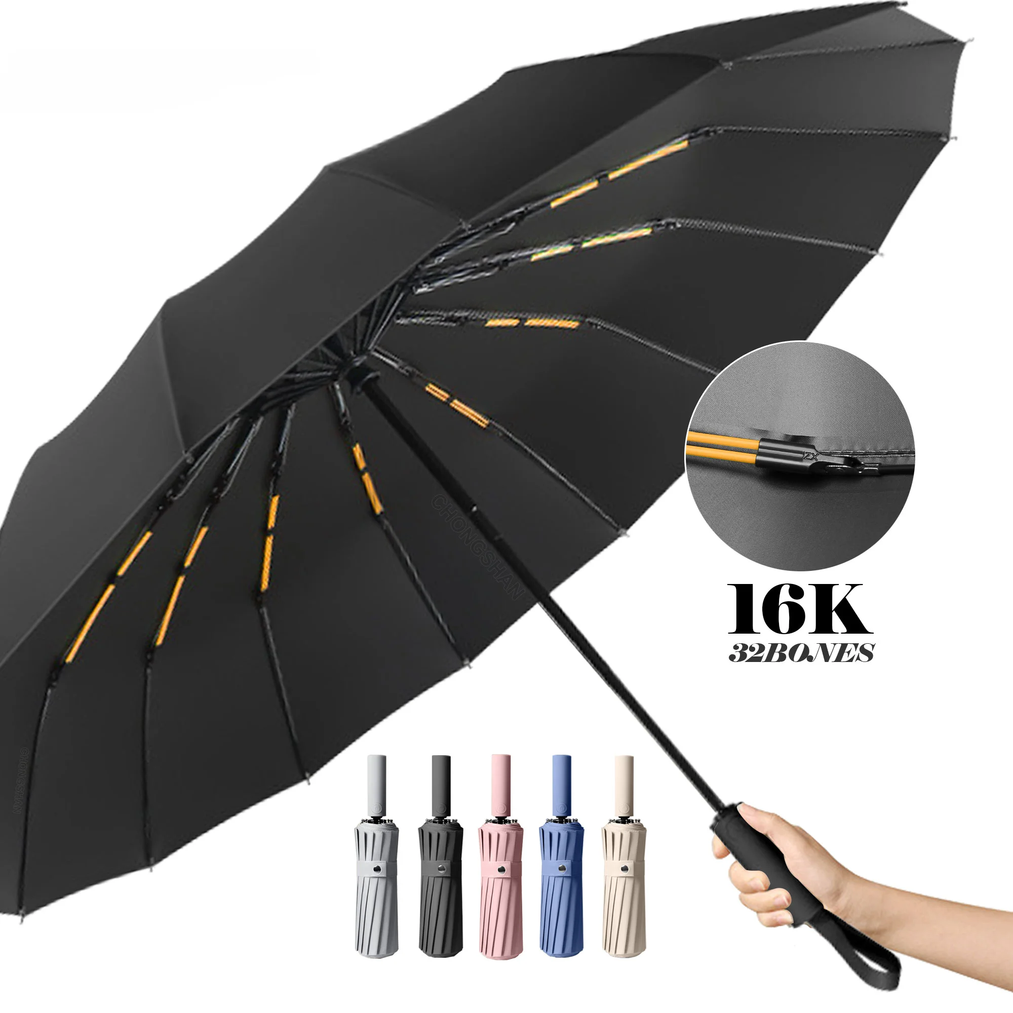 16K Double Bones Large UV Umbrella Men Womens Windproof Compact Umbrellas Automatic Fold Luxury Strong Sun Rain Umbrellas