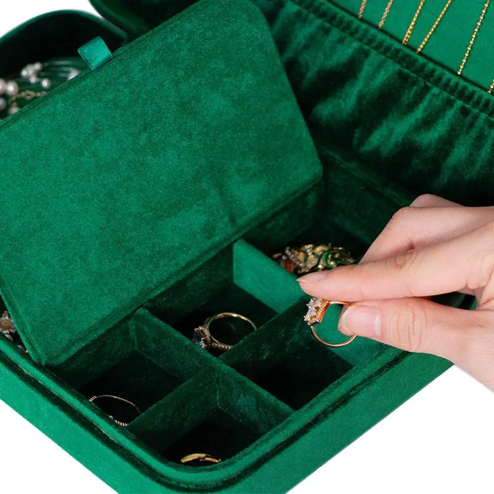 Velvet Necklace Storage Box Large Capacity Dustproof Jewelry Storage Box Vintage Space Saving Earrings Container Women