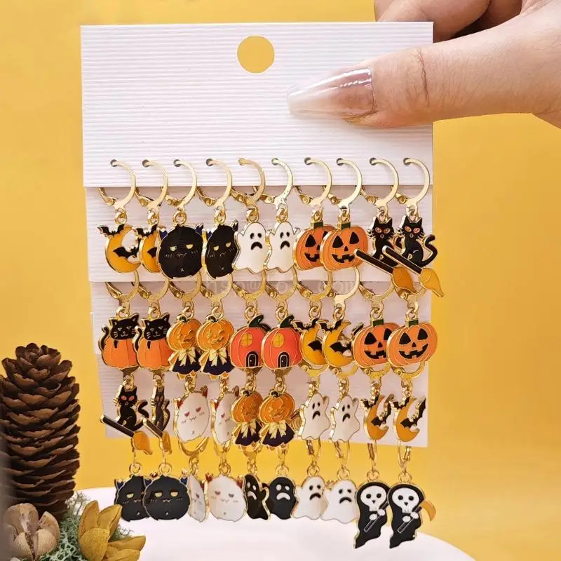 Halloween Parties Earring Adornment Stylish Halloween Themed Earring Assortment for Daily Wear and Special Occasions