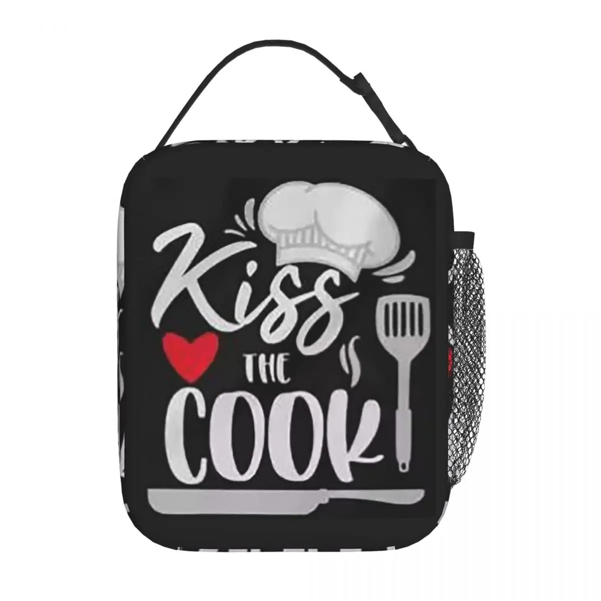 Kiss The Cook Funny Insulated Lunch Bag for Women Kids Leakproof Food Boxes Thermal Lunch Box Tote