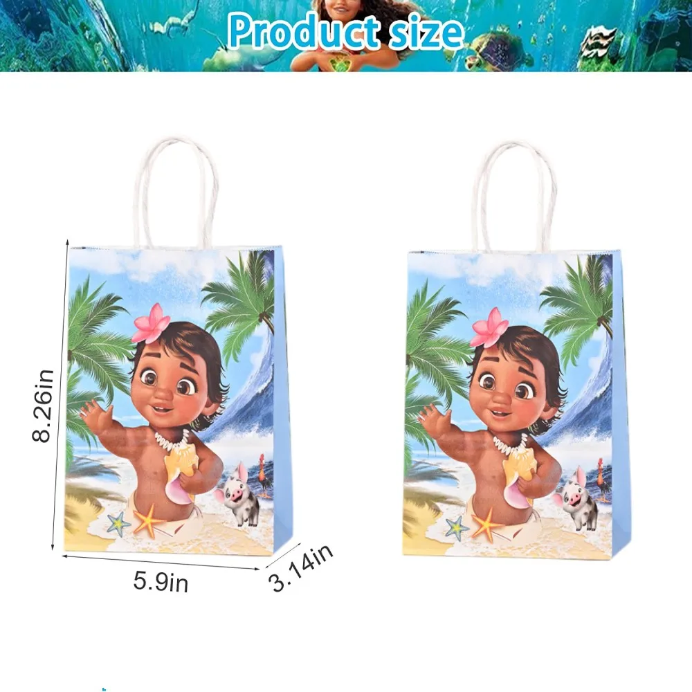 Disney Moana Party Paper Bag Candy Gift Packaging Bag Kids Ocean Theme Birthday Party Decoration Baby Shower Girl Party Supplies