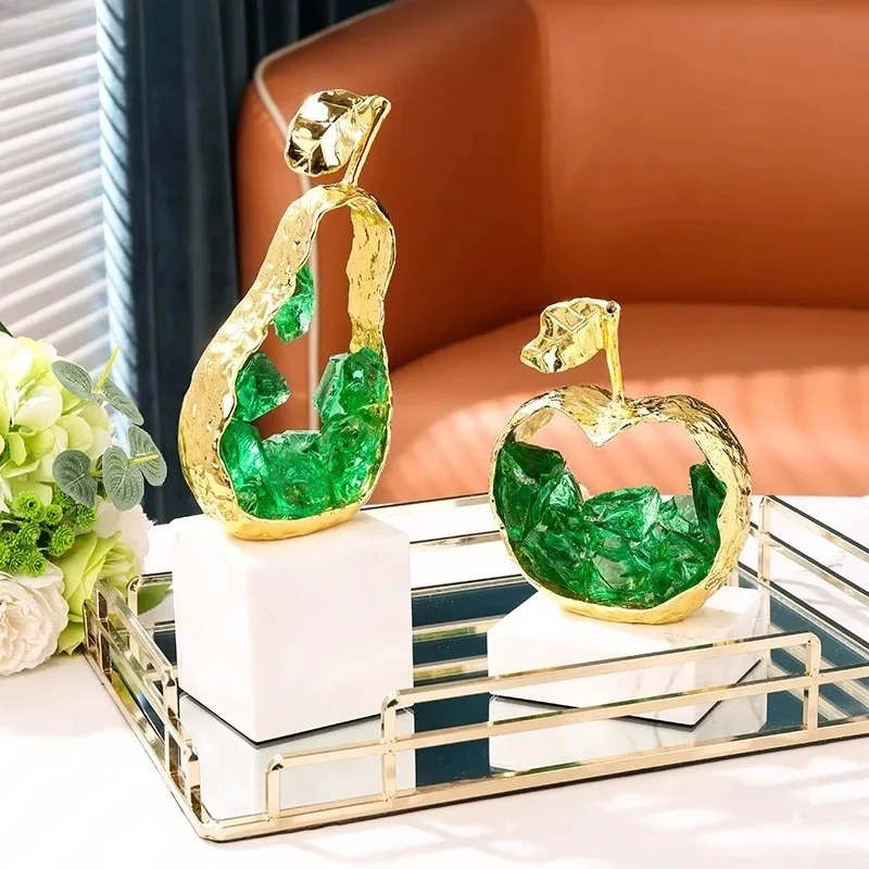 

Living Room Desk Decoration Gold-plated Fruits Home Decorations Room Aesthetic Decor Hollow Out Apple/pear Alloy Ornaments