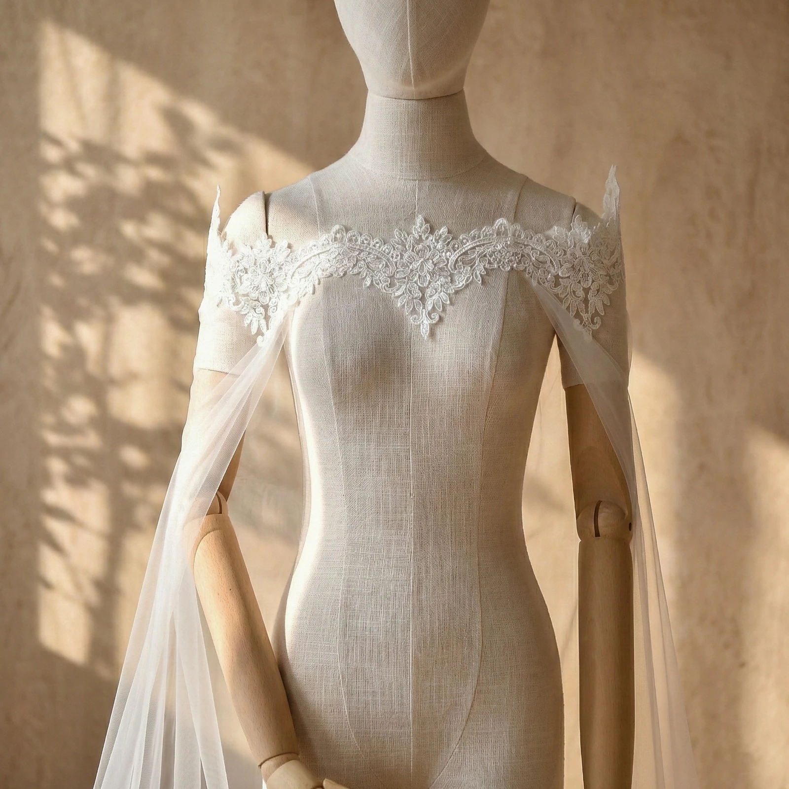 TOPQUEEN G36 Braut Schal Sexy Reverse Dekoration Mantel Spitze Stickerei Für Reverse Hochzeit Kleid Hochzeit Cape Schleier Anpassbare – Detail 6