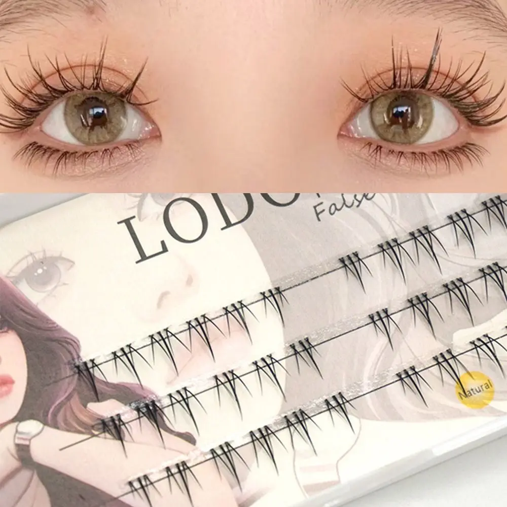 Extensão dos cílios artesanais, cílios tailandeses naturais, hastes transparentes, segmento Cluster Eye Lashes, cílios Manga, 7mm