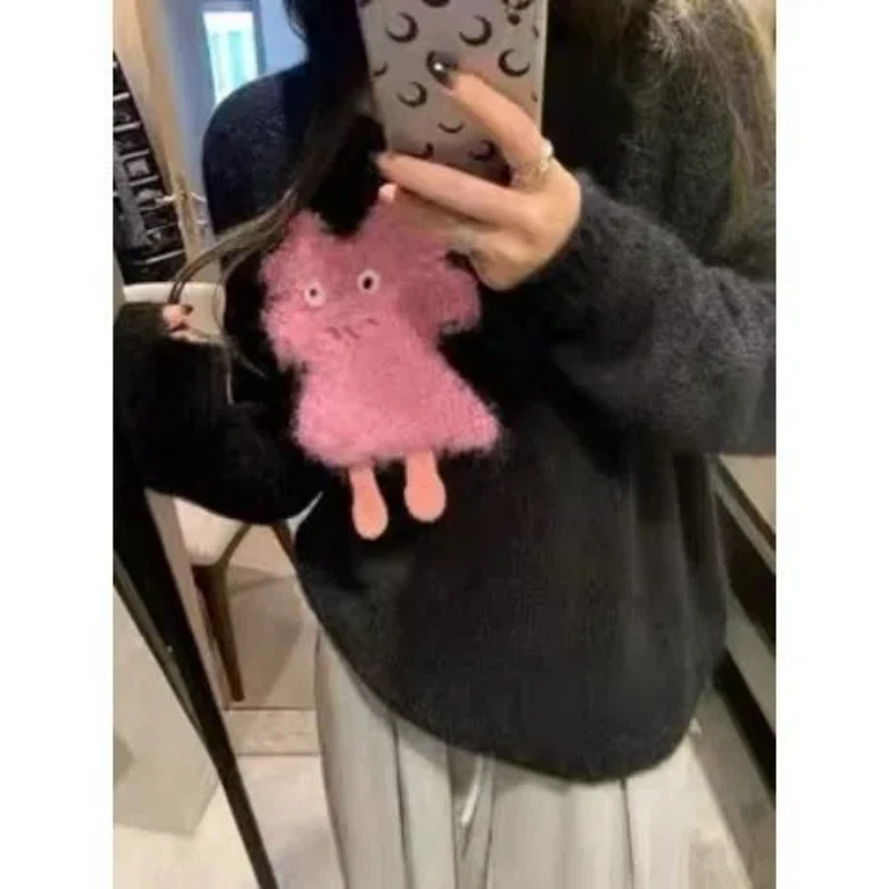 Dopamine Sweater Female Monster Pullover Loose Soft and Sticky Mohair Knitted Jacket Top