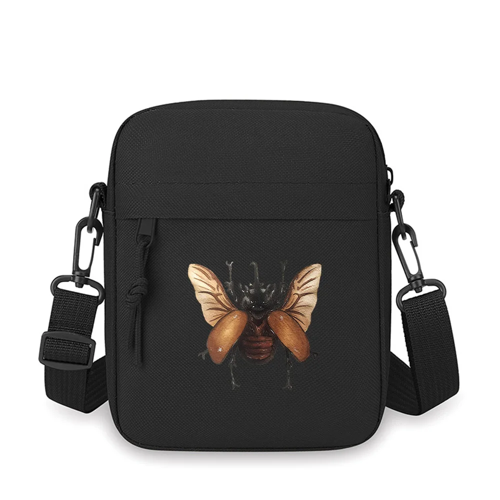 

Beetle wings detailed insect watercolor art Men Crossbody Bag Single Shoulder Women Cartoon Anime Film Printing Design Unisex