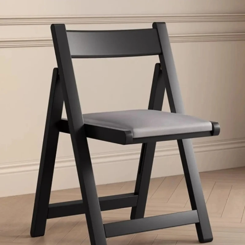 

Small Space Solid Wood Dining Stool, Home Foldable Chair, Portable Backrest Mahjong Chair, Comfortable Office & Computer Seat