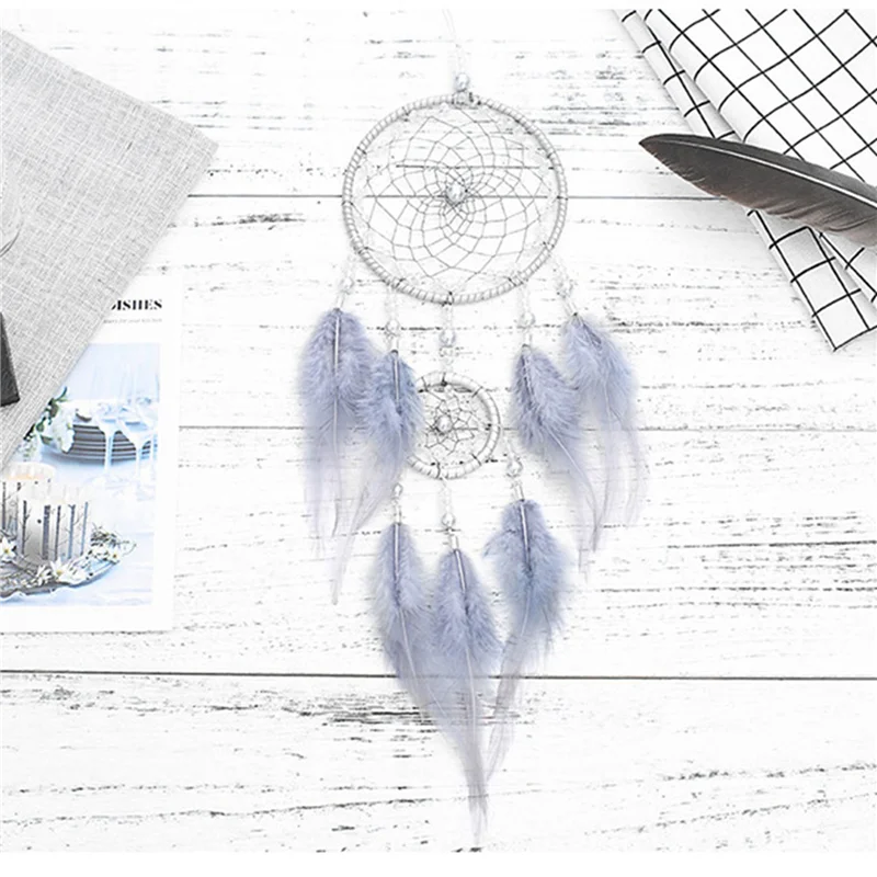 ABRE-2X atrapasueños-plumas tradicionales hechas a mano para colgar en la pared decoración del hogar ornamento artesanía regalos del Día de San Valentín para amigos