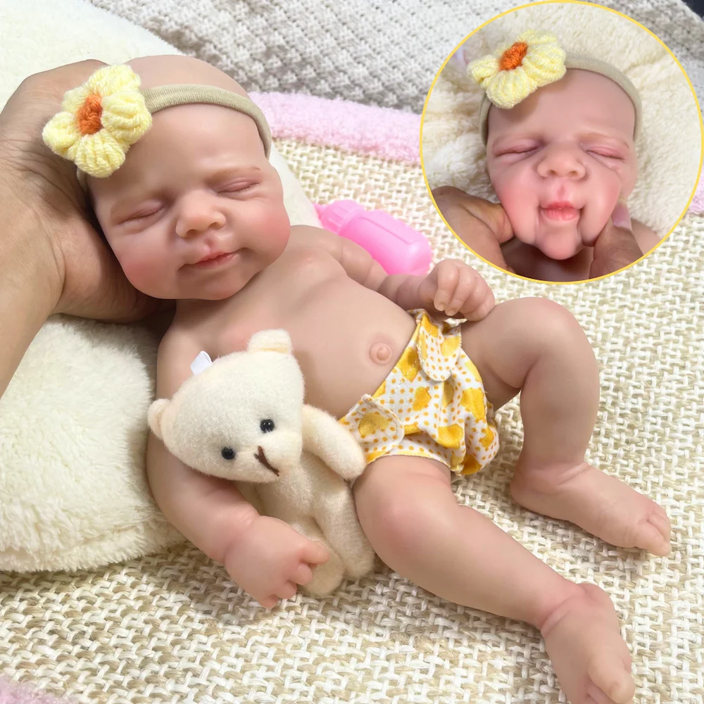 미니 13인치 전신 실리콘 리본 베이비돌 파스칼 여자아이 실물 같은 풀솔리드 실리콘 세척 가능 인형 장난감 생일 선물