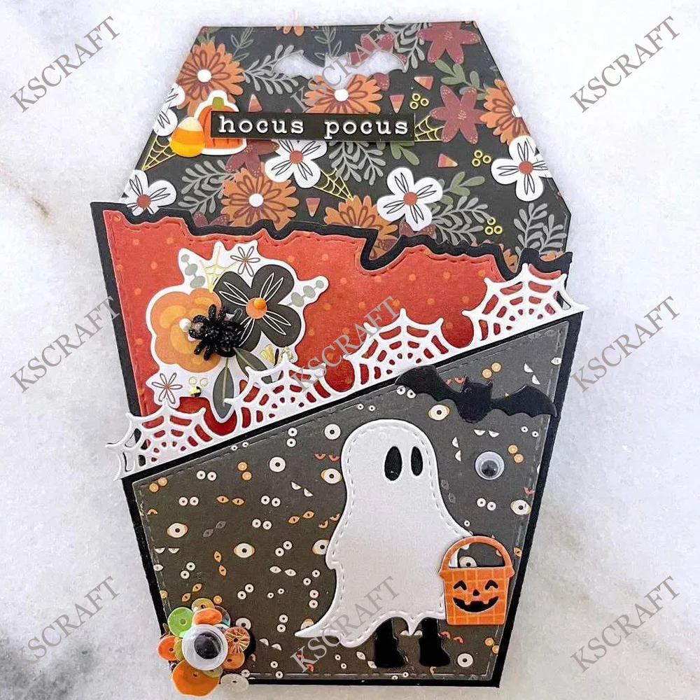 KSCRAFT Coffin Tag Loaded Pockets Cutting Dies Stencils for DIY Scrapbooking Decorative Embossing DIY Paper Cards