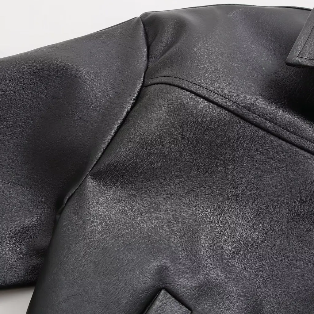 Veste de moto rétro américaine pour femmes, manteau en cuir PU, revers à la taille, Cool, mode début du printemps pour filles chaudes