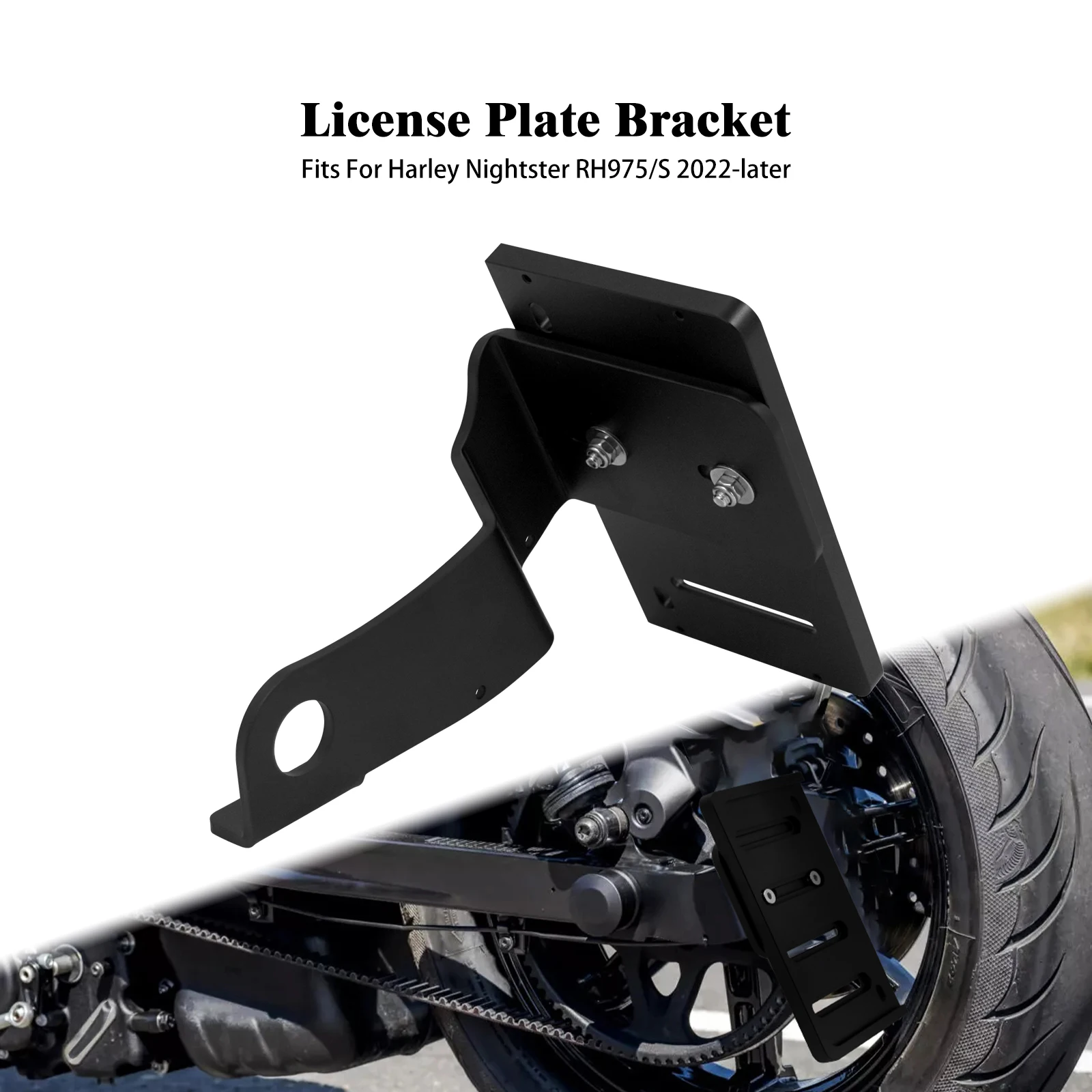 

Motorcycle Side Mount License Plate Bracket Steel Frame Holder Black Support Kit For Harley Nightster RH975/S 2022 2023 2024