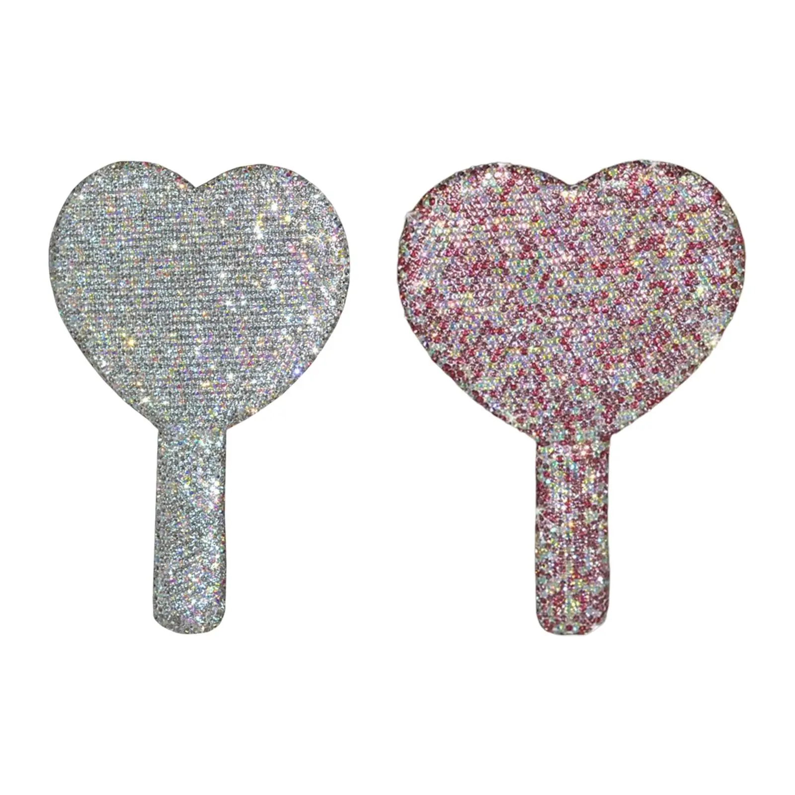 Handheld Makeup Mirror Rhinestone Decor Travel Mirror Hand Mirror for Women