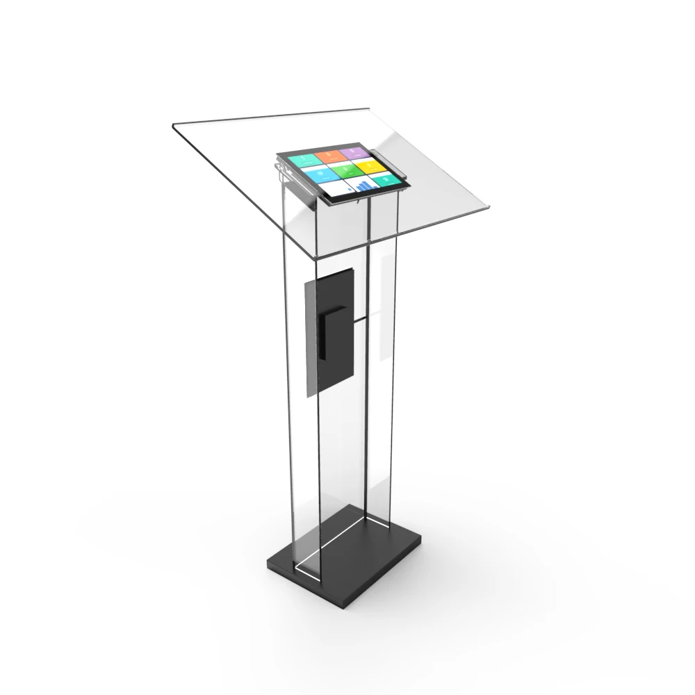Modern Acrylic Smart Podium Plexiglass Pulpit Conference School Church Lectern with LCD Screen