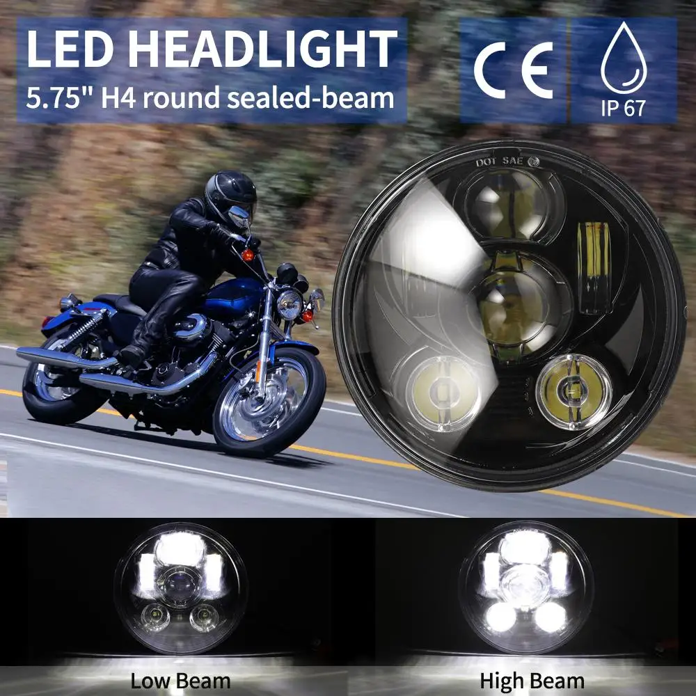 

5.75" Round Motorcycle LED 4D Projector Headlight Lens For Harley for Dyna/softail/Sportster XL 883 1200/Custom/FXDF