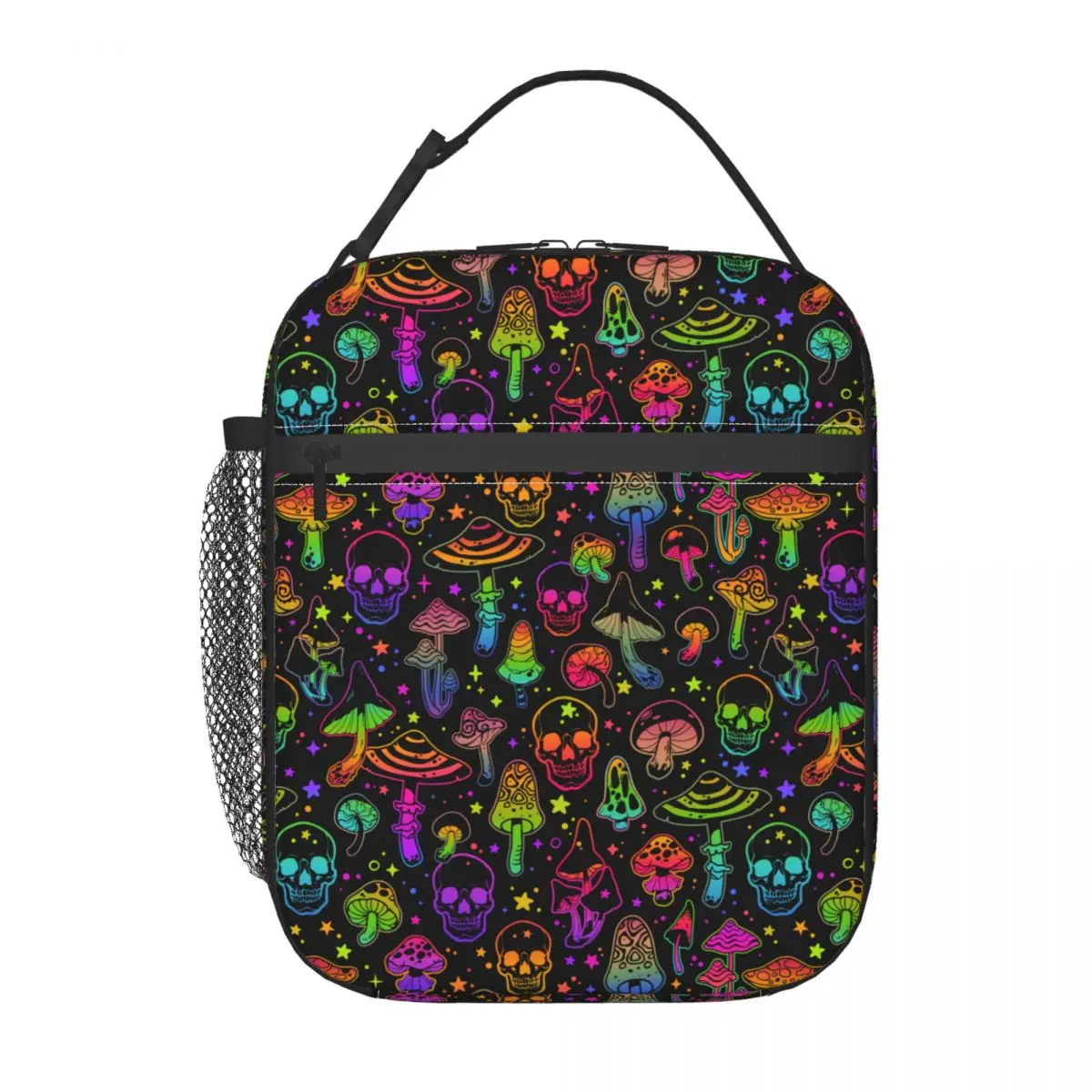 Borsa termica per il pranzo borsa per il pranzo Crazy Trippy Skull accessori per funghi scatola per alimenti scatola per il pranzo termica Y2K per il lavoro