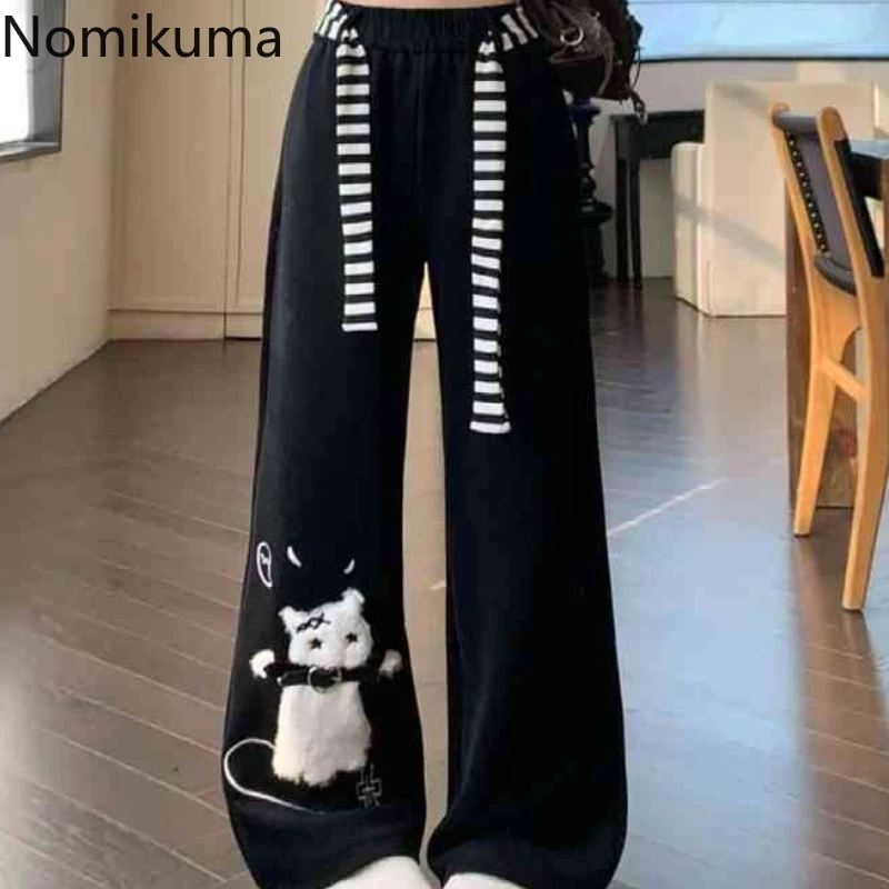 2025 New Bottoms Japanese Sweatpants Fashion Sweet Wide Leg Pants for Women Pantalon Femme Casual Cute Cat Embroidery Trousers 5 2025 New Bottoms Japanese Sweatpants Fashion Sweet Wide Leg Pants for Women Pantalon Femme Casual Cute Cat Embroidery Trousers 5