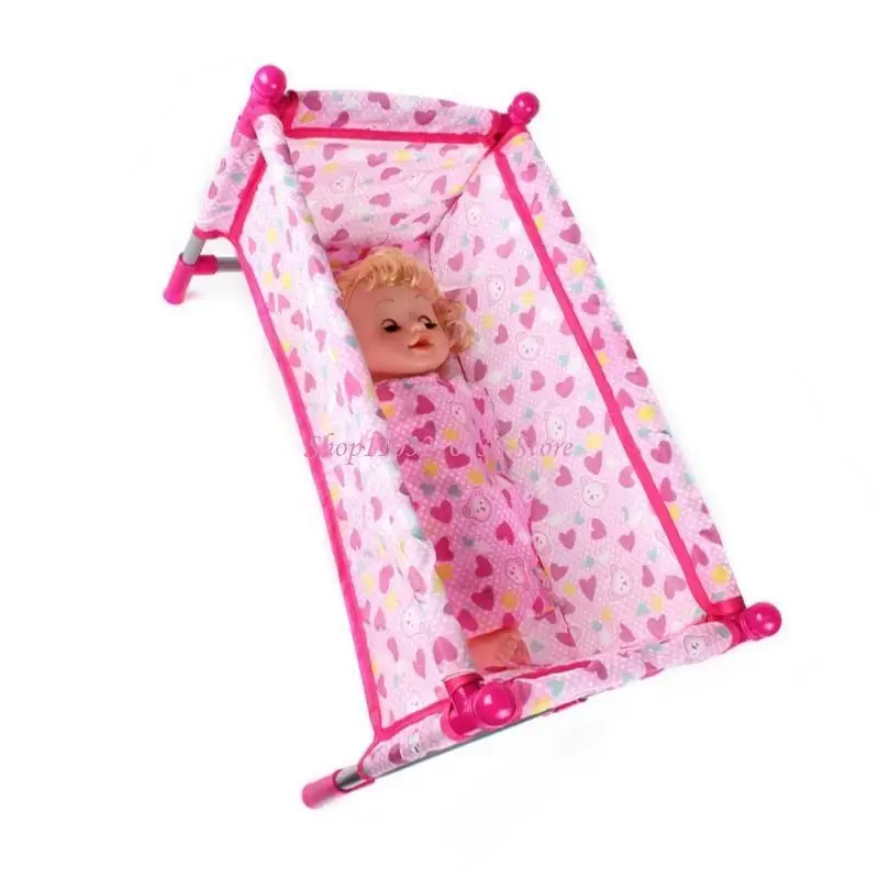 R6FD Faltbares Puppenbett für wiedergeborene Puppen, Rollenspielset, Puppenhaus-Zubehör