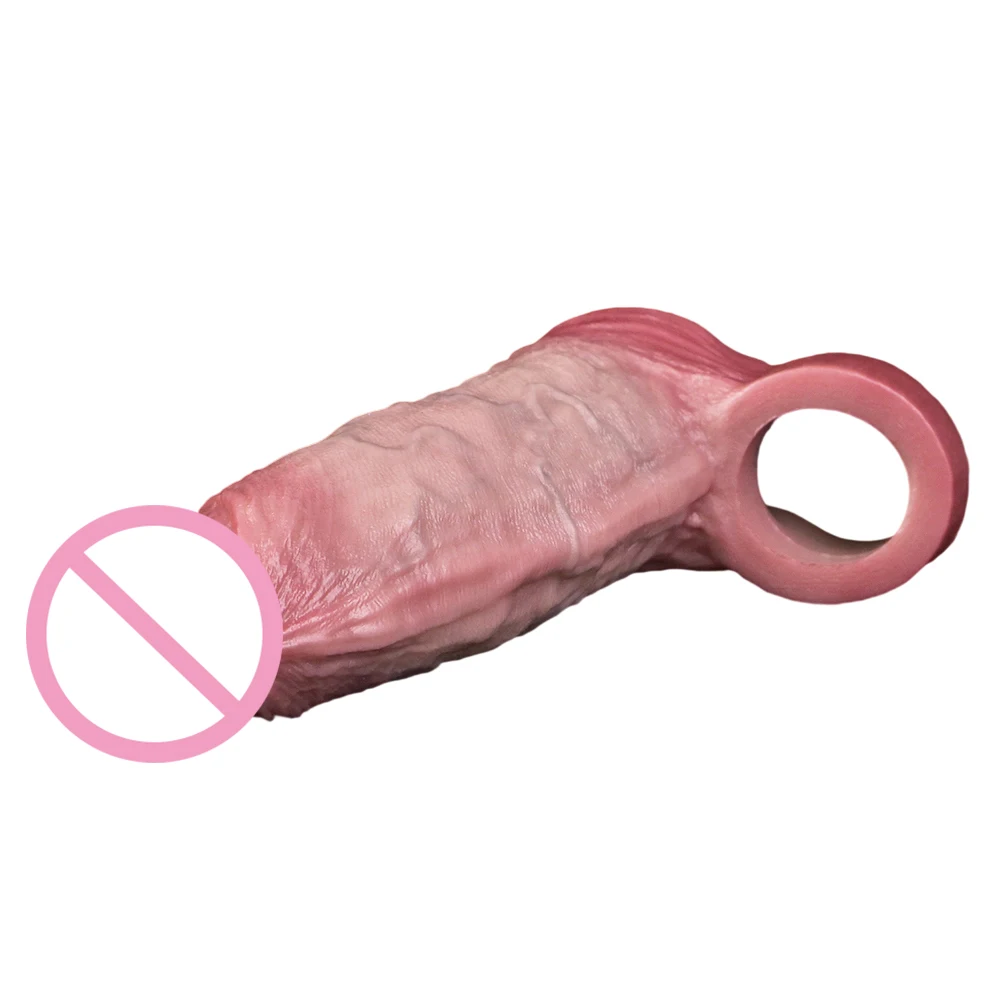 NSFU الجلد الشعور القضيب كم سيليكون الديك موسع و المكبر تأخير القذف الواقي الذكري القابل لإعادة الاستخدام يمزح الذكور الجنس لعب 18 +