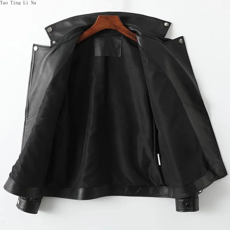 2023 Women New Spring Genuine Sheepskin Leather Coat Fashion Real Sheep Leather Jacket H4