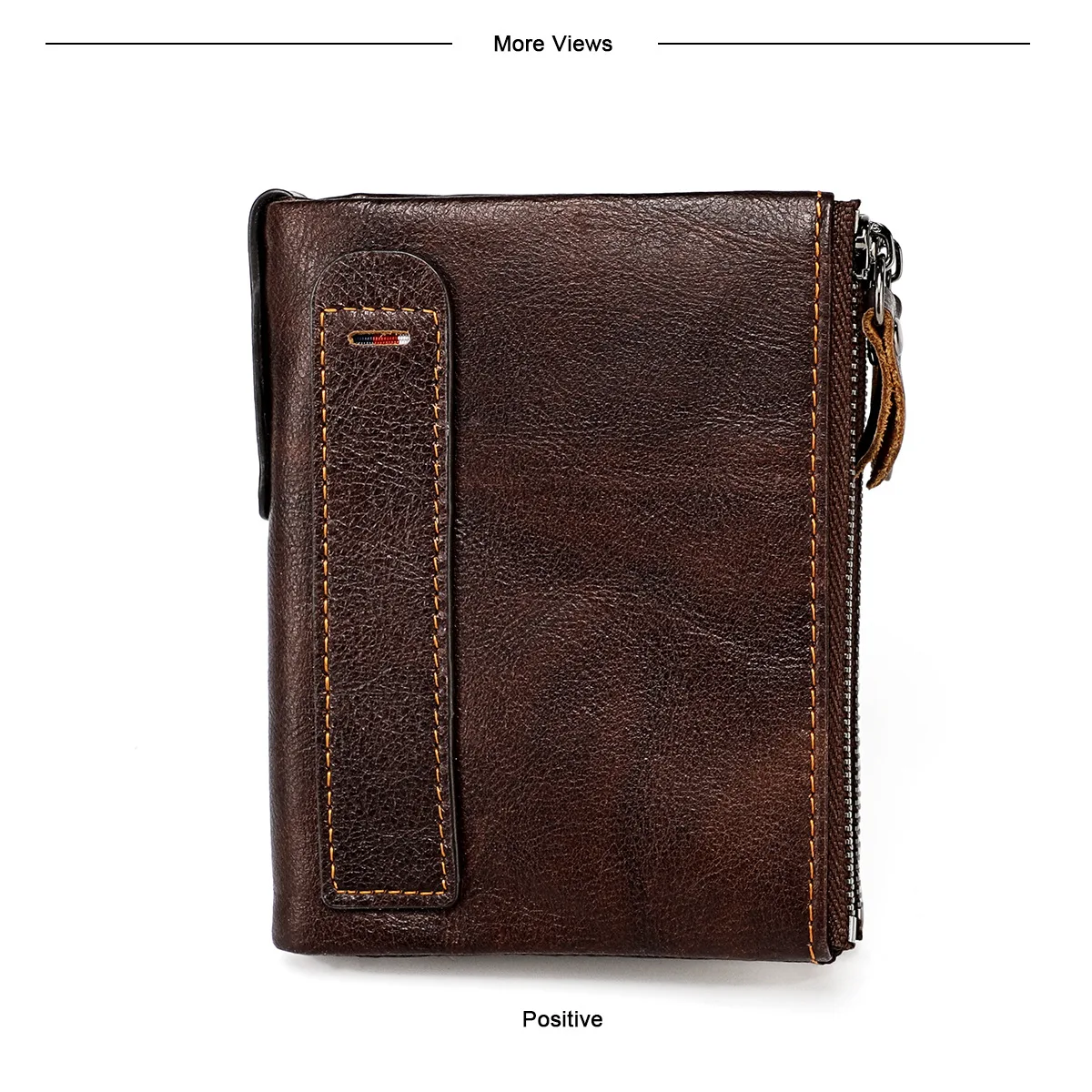 Genuine Leather Short Men RFID Wallets Name Engraving Leather Card Holder Brand Men Retro Coin Pocket Zipper Male Wallet