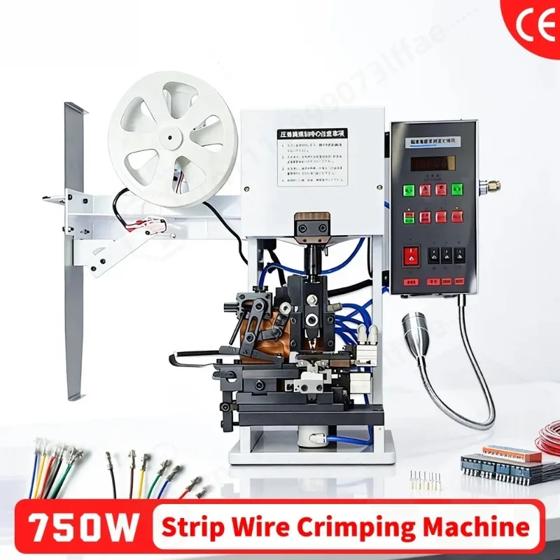 Pneumatic Stripping terminal crimping Machine, Suitable For DC/AC/single Grain/joint Terminals For Wires Crimper 750W