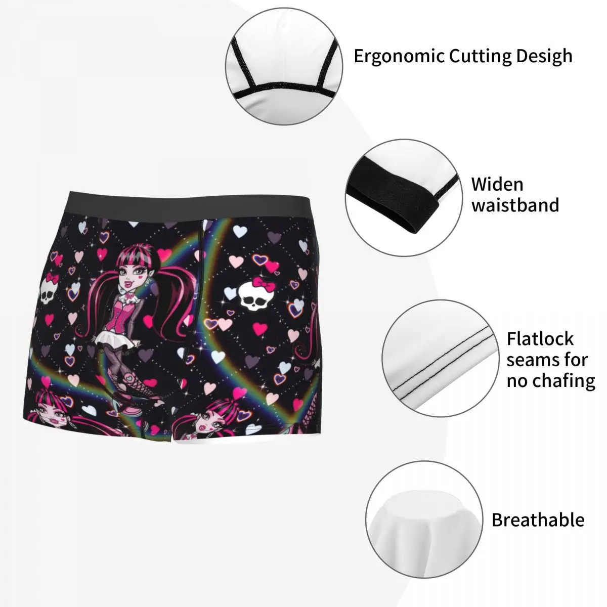 Anime Man Monster High Underwear Cartoon Funny Boxer Shorts Panties Male Soft Underpants Polyester Print